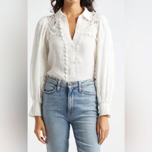 Alice + Olivia White Lace Blouse
